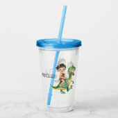 Grottenjongen Dino Rijder Acryl Drinkbeker (Achterkant)