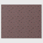 Grottenkunstkatten op donkergrijs rood cadeaupapier (Vlak)