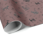 Grottenkunstkatten op donkergrijs rood cadeaupapier (Rol Hoek)