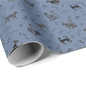 Grottenkunstkatten op grijsblauw cadeaupapier (Rol Hoek)