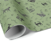 Grottenkunstkatten op groen cadeaupapier (Rol Hoek)