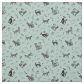 Grottenkunstkatten op pastelgrijs turquoise stof (Swatch)