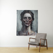Grotteske portret van zombie vrouw wandkleed (In situ)