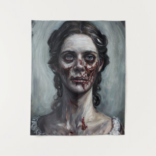 Grotteske portret van zombie vrouw wandkleed