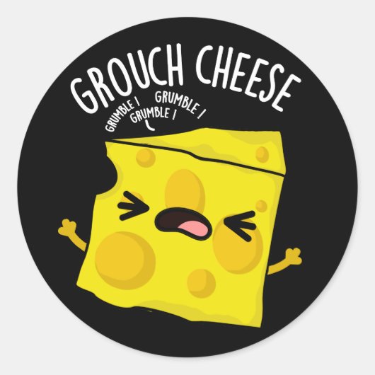 Grou-cheese Funny Cheese Pun Dark BG Ronde Sticker (Voorkant)