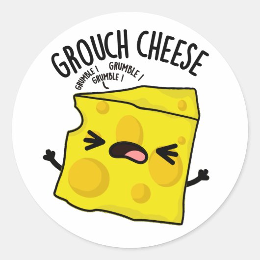 Grou-cheese Funny Cheese Pun Ronde Sticker (Voorkant)