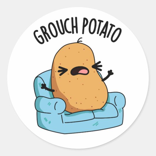 Grouch Aardappel Grappige Veggie Puns Ronde Sticker (Voorkant)