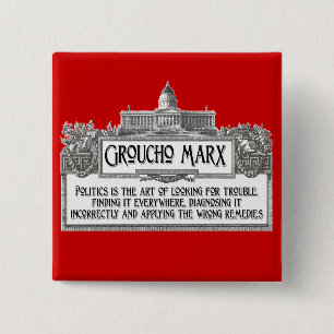 Groucho Marx over politiek Vierkante Button 5,1 Cm