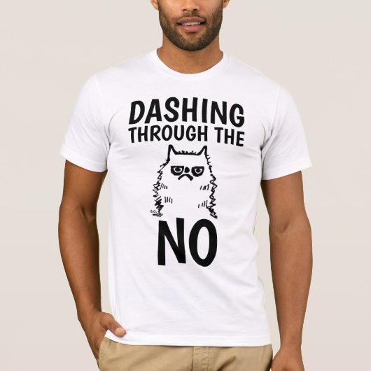 GROUCHY CAT CHRISTMAS, DASHING VIA GEEN T-SHIRTS (Voorkant)