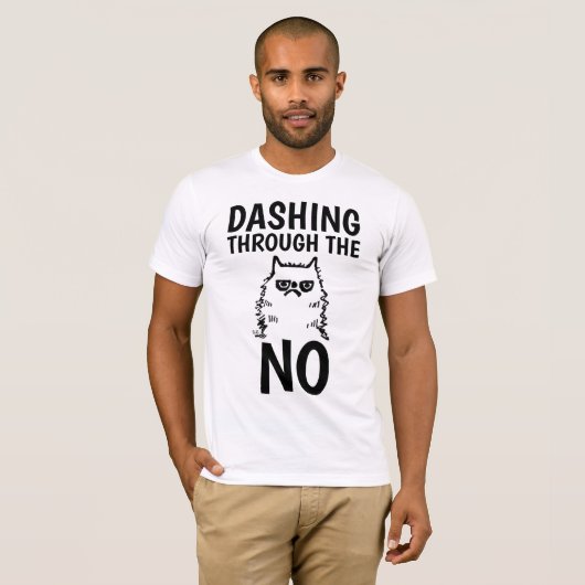 GROUCHY CAT CHRISTMAS, DASHING VIA GEEN T-SHIRTS (Voorkant volledig)
