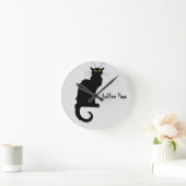 Grouchy cat coffee time wall clock ronde klok (Huis)