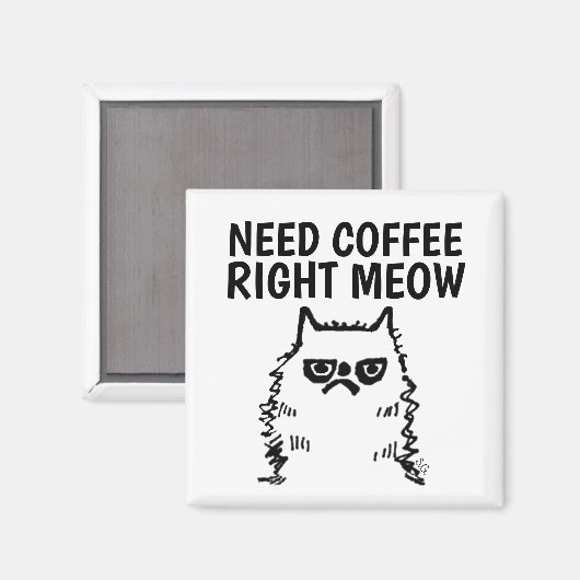 GROUCHY COFFEE CAT-MAGNETS MAGNEET (Voorkant / Achterkant)