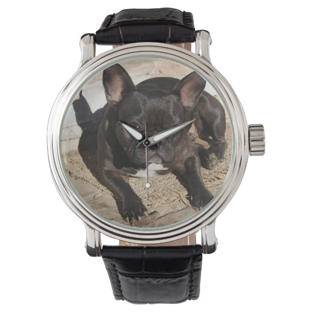 Grouchy French Bulldog Horloge (Voorkant)