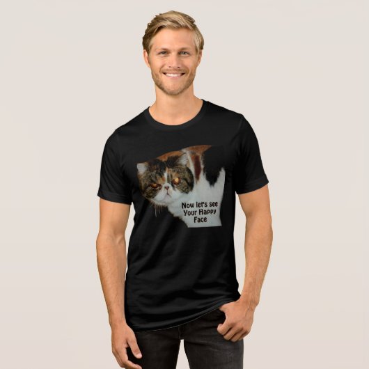 Grouchy Grumpy Cat niet zo blij grappig Tri-Blend Shirt (Voorkant volledig)