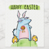 Grouchy konijn Pasen Wijn Fles Label Etiket (Enkel label)