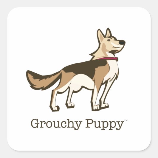 Grouchy Puppy Stickers!! Vierkante Sticker (Voorkant)