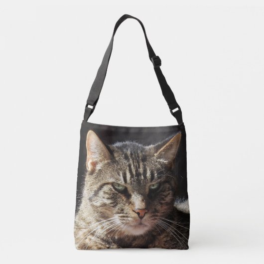 Grouchy Tabby Cat Crossbody Tas (Achterkant)