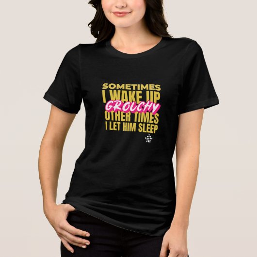 Grouchy Wekker Grappige Paren Tri-Blend Shirt (Voorkant)