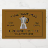 Ground coffee food label template with moka pot voedselcontainer etiket (Enkel label)
