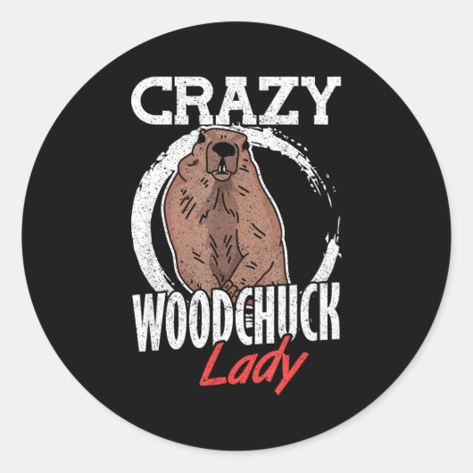 Ground Hog Crazy Woodchuck Lady Ronde Sticker (Voorkant)