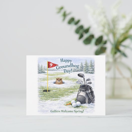 Ground hog day for Golfer Feestdagenkaart (Staand voorkant)