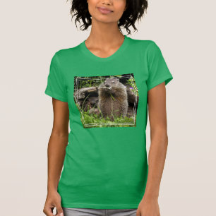 Ground Hog Munching op een Bloer T-shirt