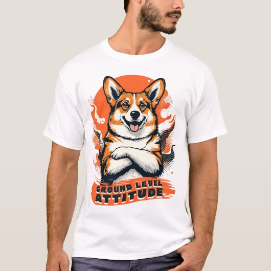 Ground Level Attitude - Funny Corgi T-shirt (Voorkant)