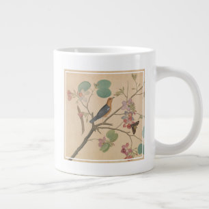 Ground Thrush and Moth on an Orchid Branch Grote Koffiekop