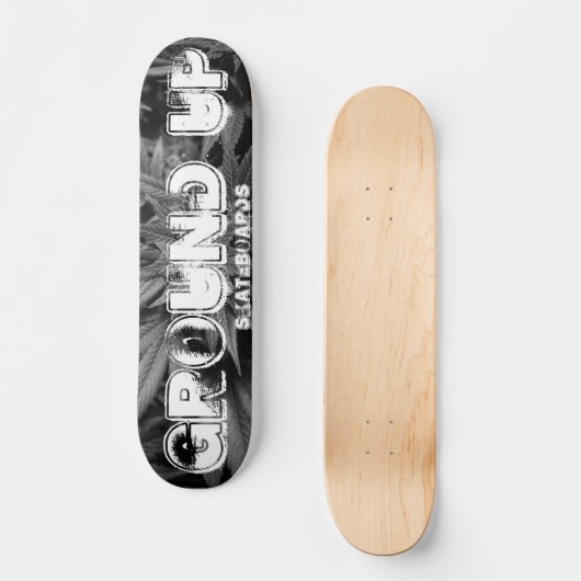 GROUND UP Zwart & Wit Skateboard Deck (Voorkant)