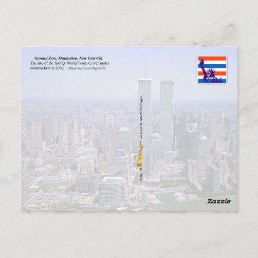 Ground Zero, Manhattan, NYC 's nachts Briefkaart (Achterkant)