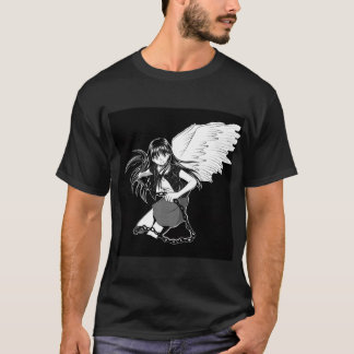 Grounded Angel: Zwart dubbelzwart T-shirt