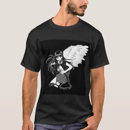 Grounded Angel: Zwart dubbelzwart T-shirt (Voorkant)