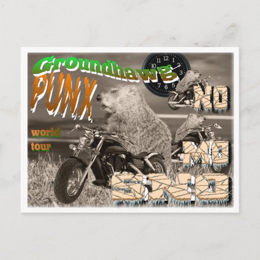 Groundhawg PUNX wereldtournee NO MO SNO Briefkaart (Voorkant)