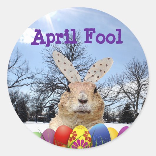 Groundhog April Fool Day Ronde Sticker (Voorkant)