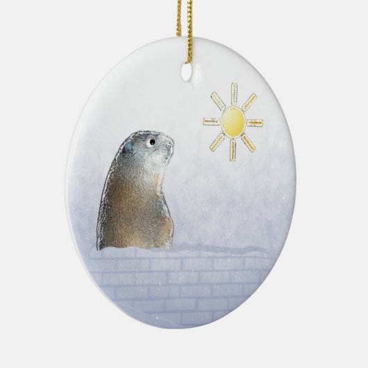 Groundhog, bevroren keramisch ornament (Rechts)