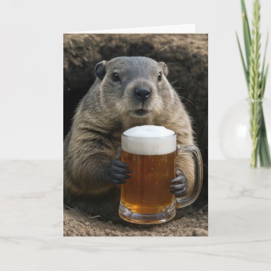 Groundhog Birthday With Beer Mug Kaart (Voorkant)