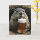 Groundhog Birthday With Beer Mug Kaart (Gele Bloem)