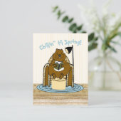 Groundhog Bookworm wacht op de lente Feestdagenkaart (Staand voorkant)