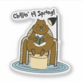 Groundhog Bookworm wacht op lente Sticker (Voorkant)
