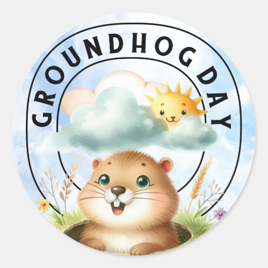 Groundhog Classic Round Sticker – Celebrate Ground (Voorkant)