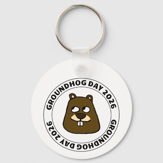 Groundhog Dag 2026 met Groundhog gezicht Sleutelhanger (Voorkant)