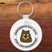 Groundhog Dag 2026 met Groundhog gezicht Sleutelhanger (Voorkant)