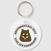 Groundhog Dag 2026 met Groundhog gezicht Sleutelhanger (Achterkant)
