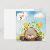 Groundhog dag waterverf feestdagenkaart (Voorkant / Achterkant)