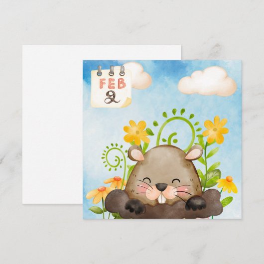 Groundhog dag waterverf feestdagenkaart (Voorkant / Achterkant)