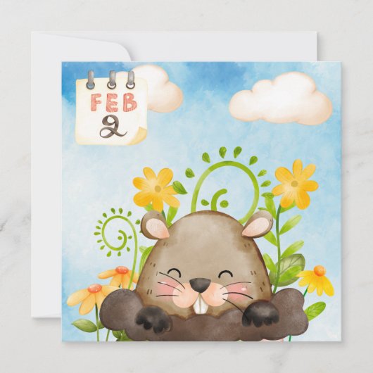 Groundhog dag waterverf feestdagenkaart (Voorkant)