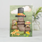 Groundhog dag waterverf feestdagenkaart (Staand voorkant)