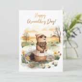 Groundhog dag waterverf feestdagenkaart (Staand voorkant)