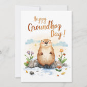 Groundhog dag waterverf feestdagenkaart (Voorkant)