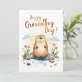 Groundhog dag waterverf feestdagenkaart (Staand voorkant)